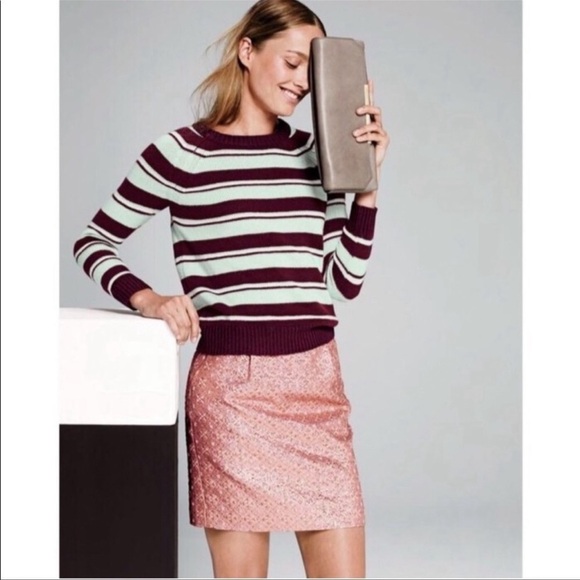 J. CREW COLLECTION Pink Copper Metallic Silk Brocade Mini Skirt Sz 4 NWOT - Picture 3 of 12